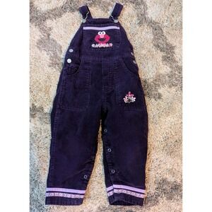 Rare Vtg 90s Muppet Henson Elmo Purple Corduroy Sesame Street Overalls